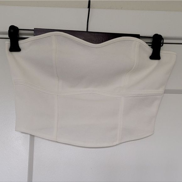 Small strapless cream bustier corset style crop top - Picture 6 of 6